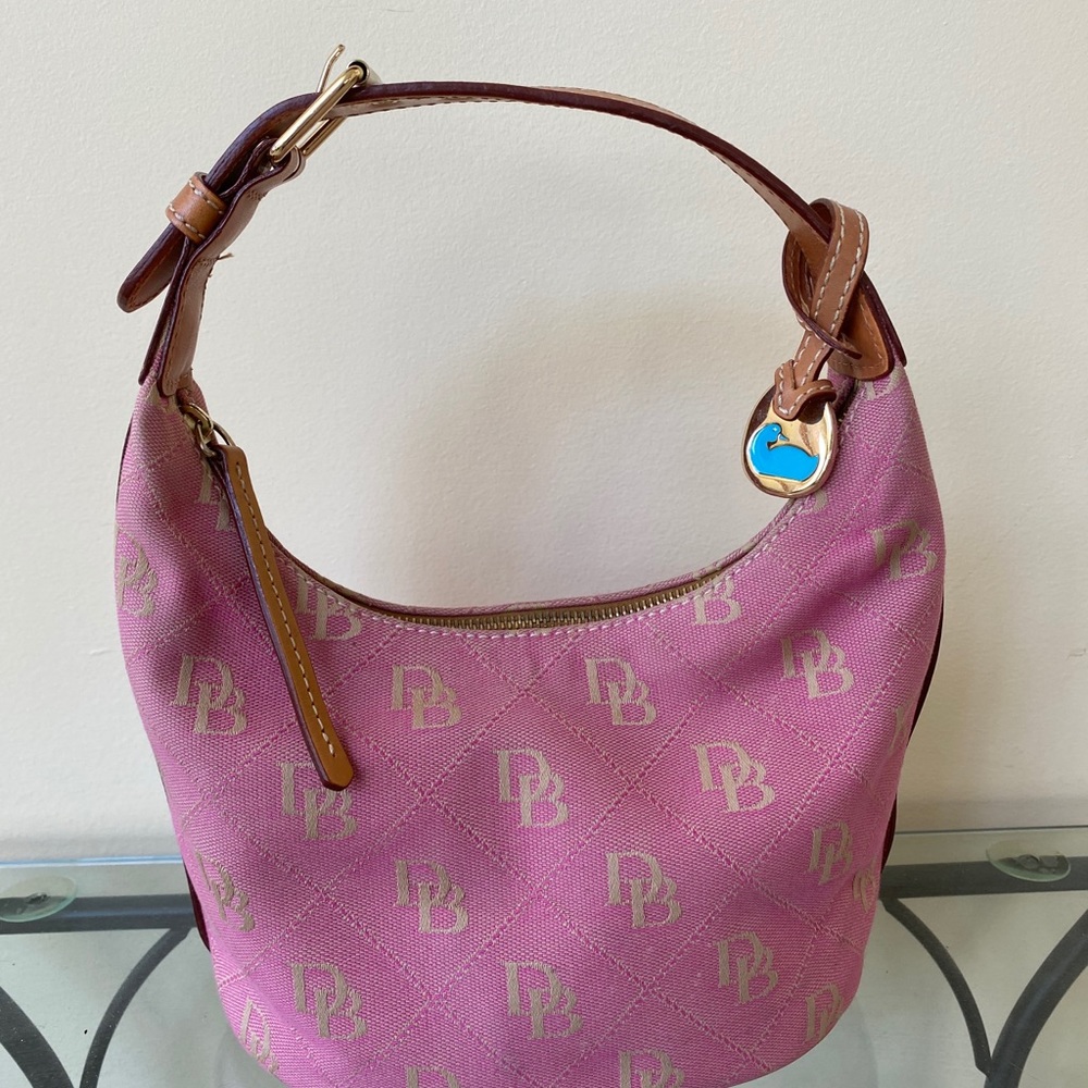 Dooney & Burke pink bag with gold monogram
